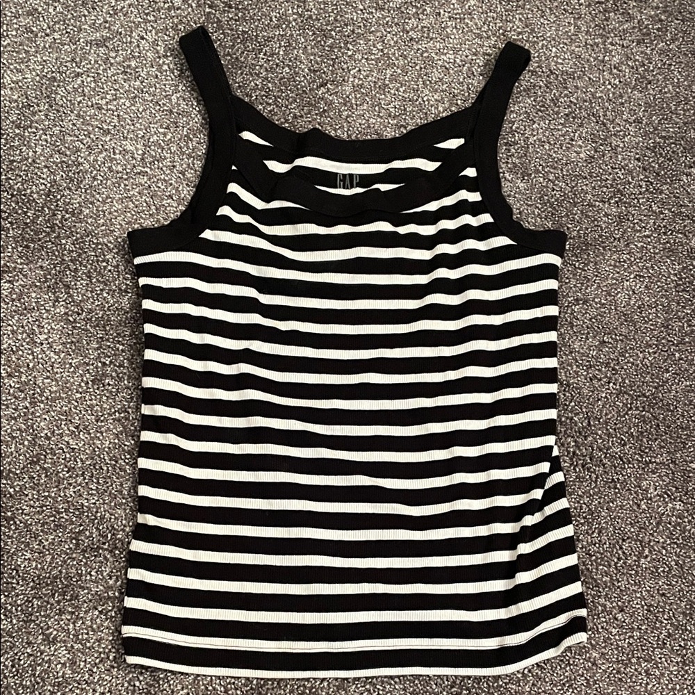 GAP Black and White Striped Tank Top